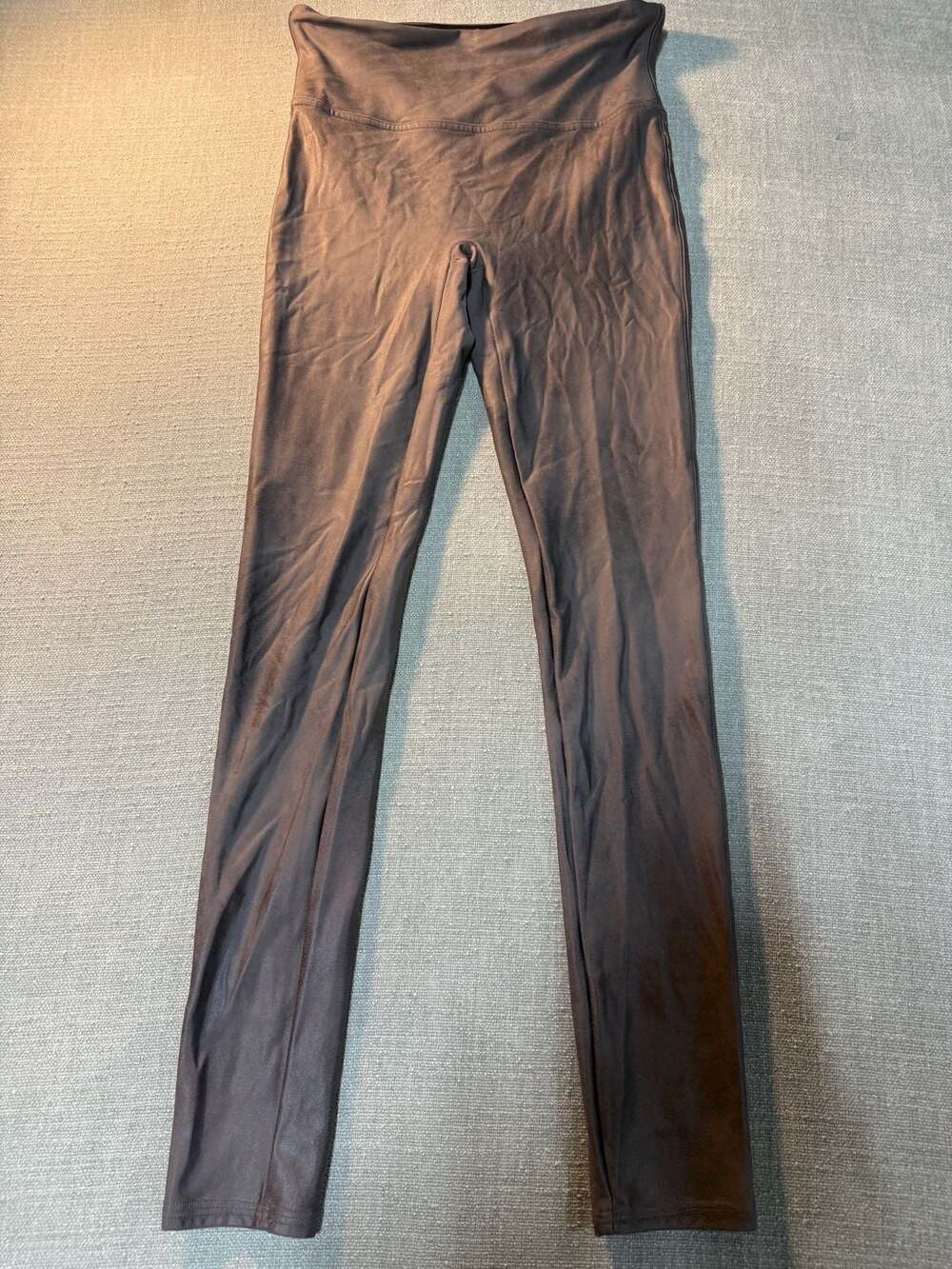 Spanx Faux Leather Leggings Size M Brown